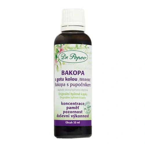 Bakopa s gotu kolou , originální bylinné kapky, 50 ml Dr. Popov