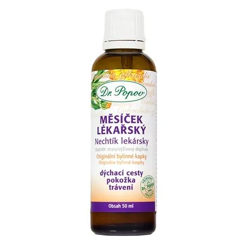Měsíček lékařský, originální bylinné kapky, 50 ml Dr. Popov