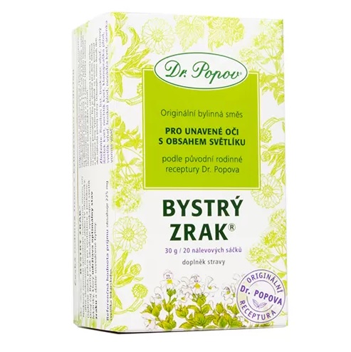 Levně Dr. Popov Oční čaj Bystrý zrak®, porcovaný, 30 g (20 sáčků) (Bylinná směs se světlíkem lékařským. 20 nálevových sáčků.)