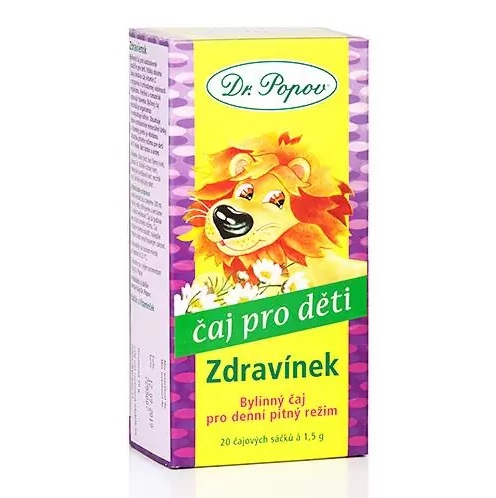 Levně Dr. Popov Zdravínek – dětský bylinný čaj 30 g (20 sáčků) (Pro děti od 3 let, jemná ovocná chuť, bez kofeinu.)