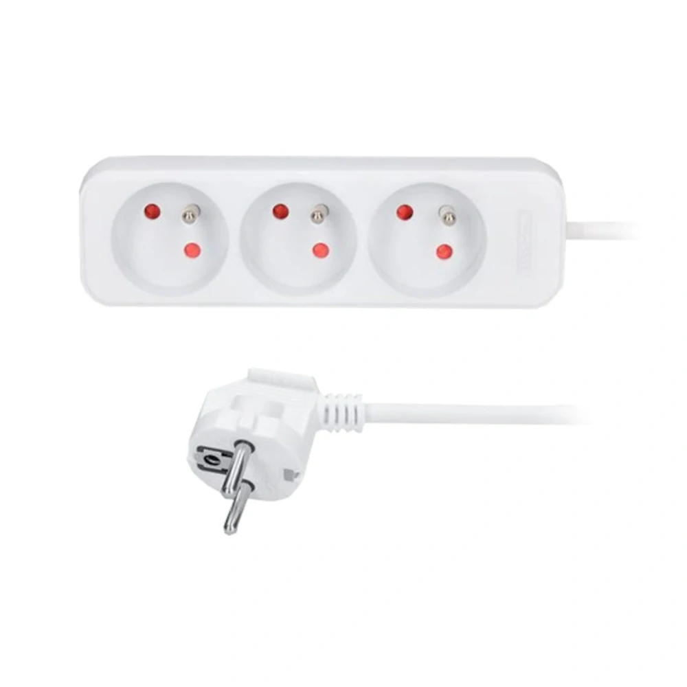 Prodlužovací přívod 7 m, 3 zásuvky, 3×1 mm², bílý