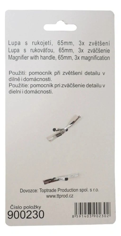 TOPTRADE lupa 3x zvětšení, 65 mm, s rukojetí