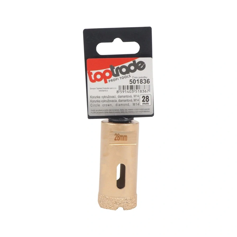 TOPTRADE vykružovací diamantová korunka M14, Ø 28 mm