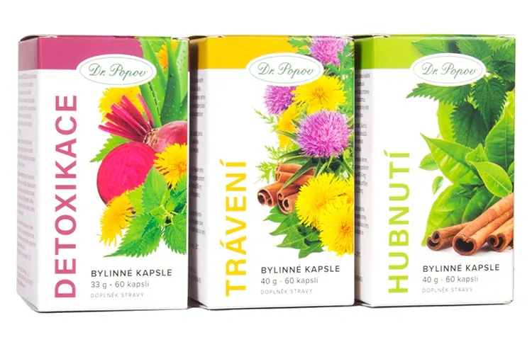 Bylinné kapsle Detoxikace, 60 kapslí Dr. Popov