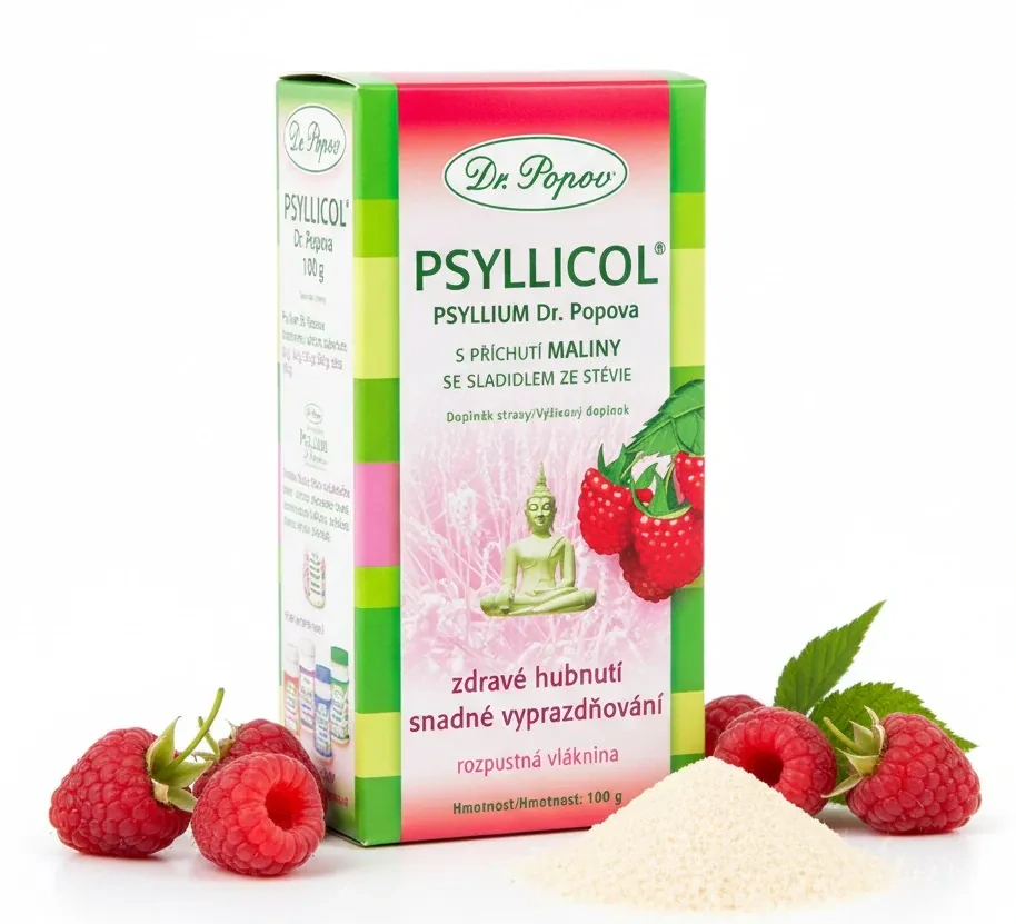 Psyllicol® s příchutí maliny, 100 g Dr. Popov