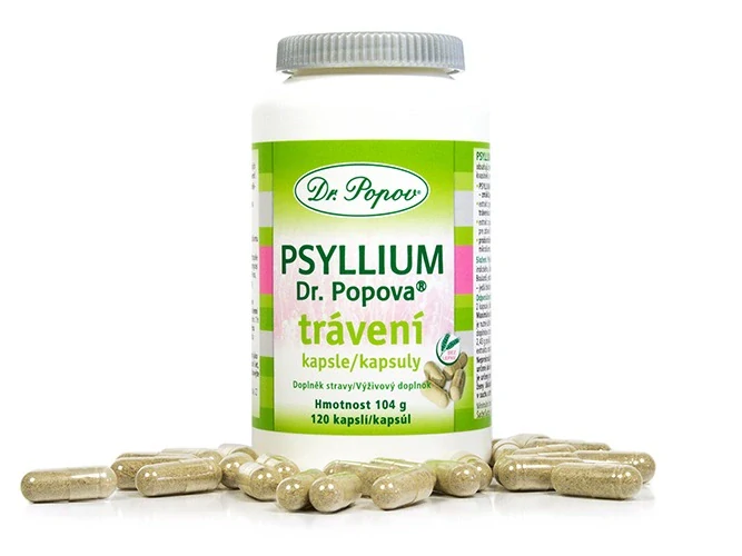 Psyllium Dr. Popova TRÁVENÍ kapsle, 120 ks Dr. Popov
