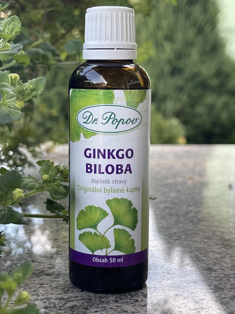 Ginkgo biloba, originální bylinné kapky, 50 ml Dr. Popov