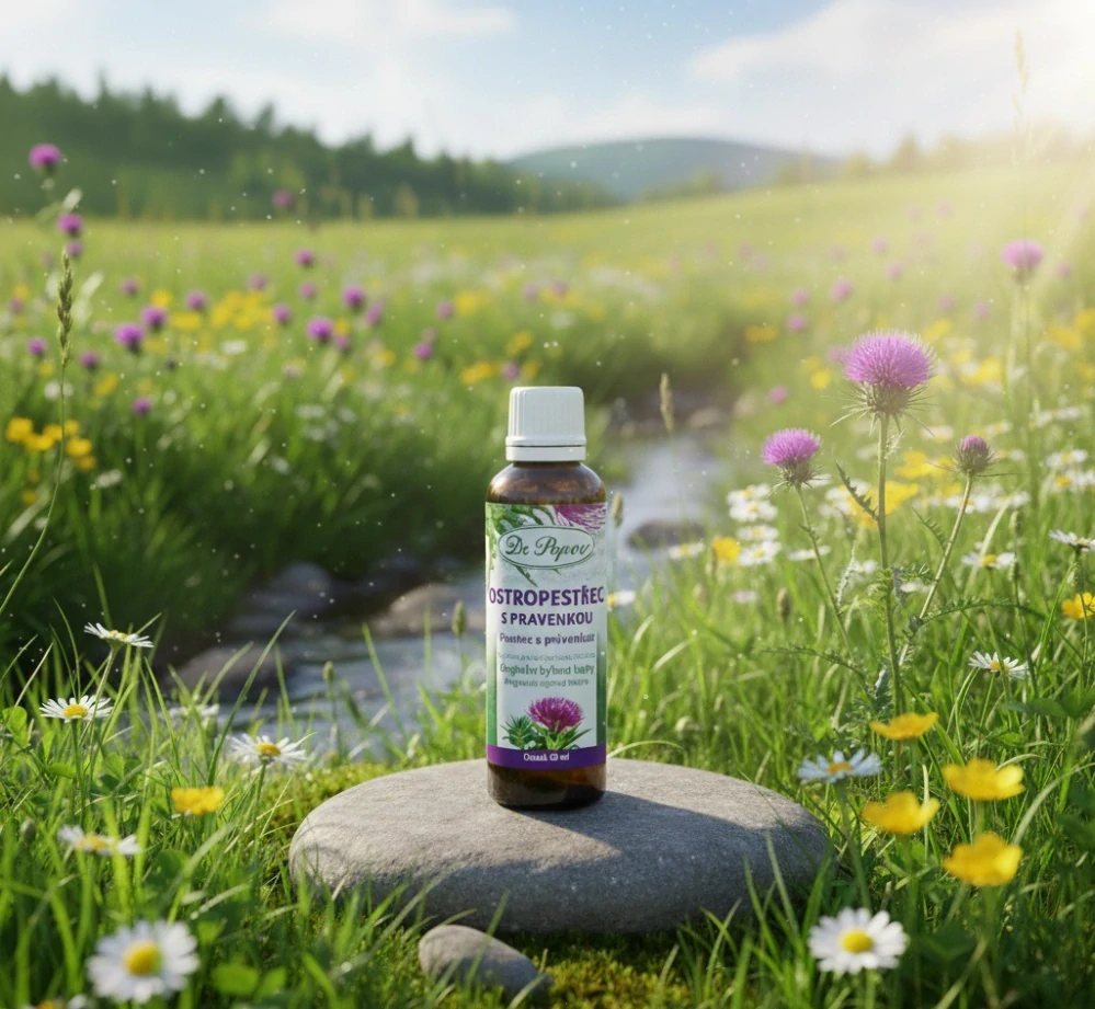 Ostropestřec s právenkou, originální bylinné kapky, 50 ml Dr. Popov
