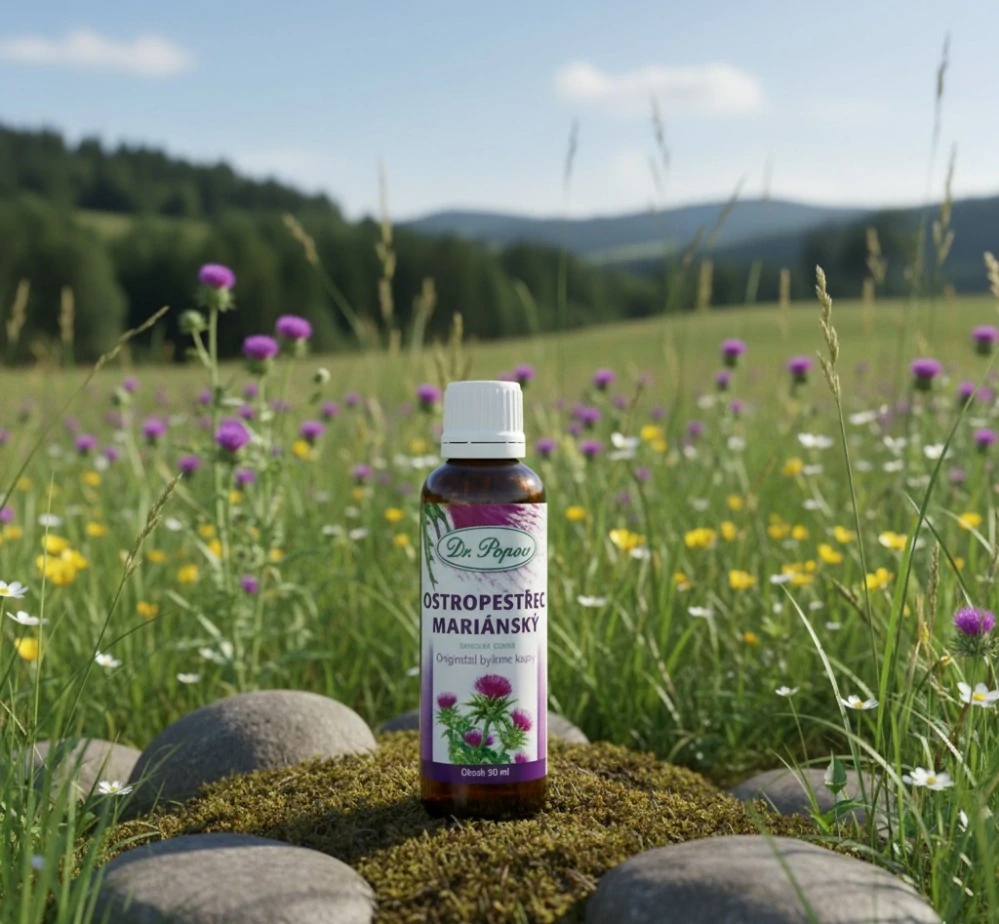 Ostropestřec mariánský, originální bylinné kapky, 50 ml Dr. Popov