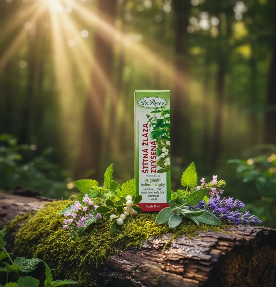 Štítná žláza zvýšená, originální bylinné kapky, 50 ml Dr. Popov