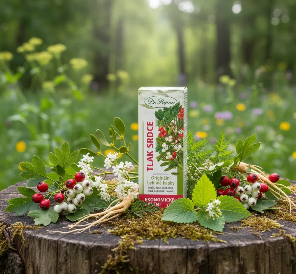 Tlak – srdce, originální bylinné kapky, 100 ml Dr. Popov