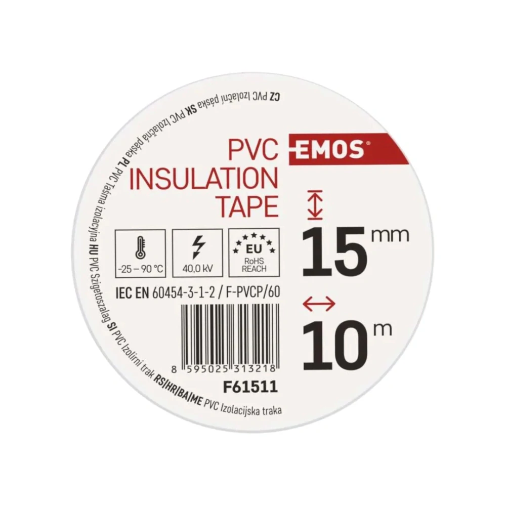Elektroizolační PVC páska bílá 15 mm × 10 m