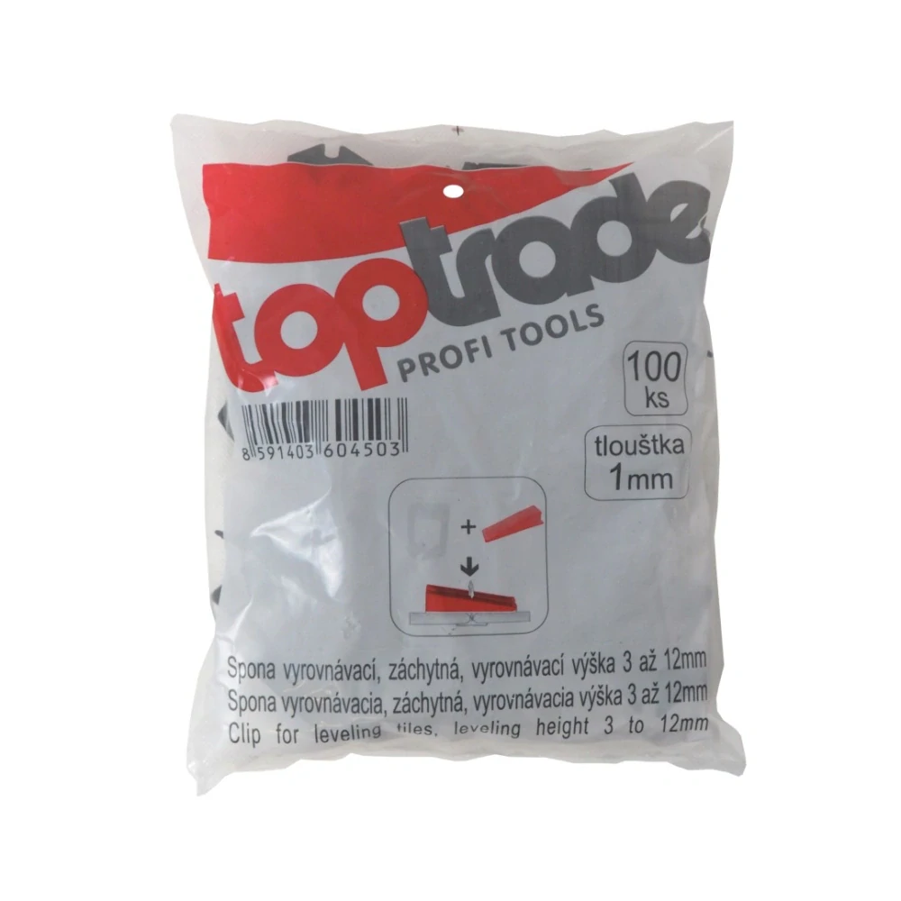 TOPTRADE spona vyrovnávací záchytná 1 mm, pro 3–12 mm (100 ks)