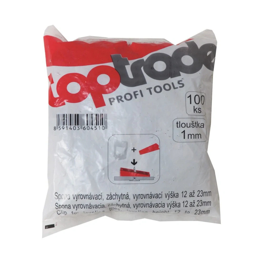 TOPTRADE vyrovnávací spona 1 mm (12–23 mm), 100 ks