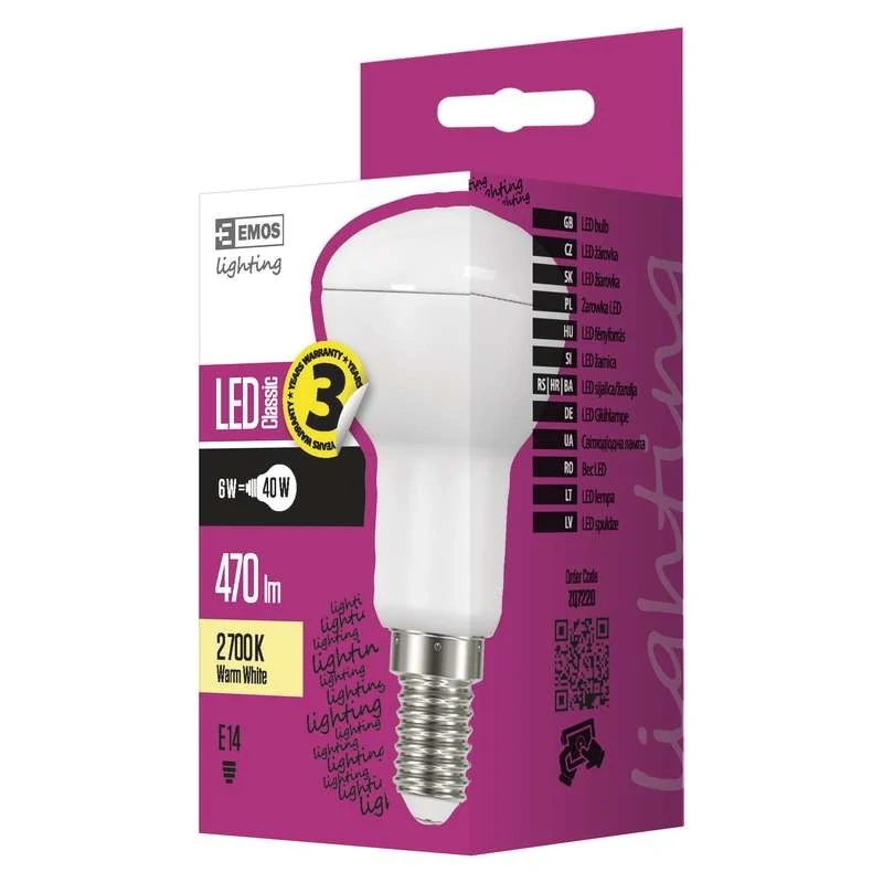 LED žárovka Premium R50 E14, 6 W, 470 lm, 2700 K (teplá bílá)