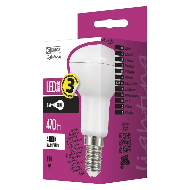 LED žárovka Premium E14 R50, 6 W (náhrada 40 W), 4100 K, 470 lm