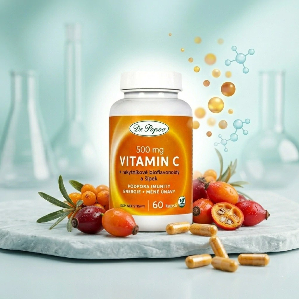 Vitamin C s rakytníkem a šípkem, 60 kapslí Dr. Popov