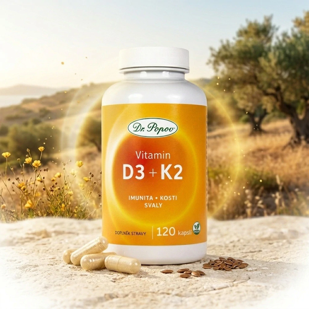 Vitamin D3 + K2, 120 kapslí Dr. Popov