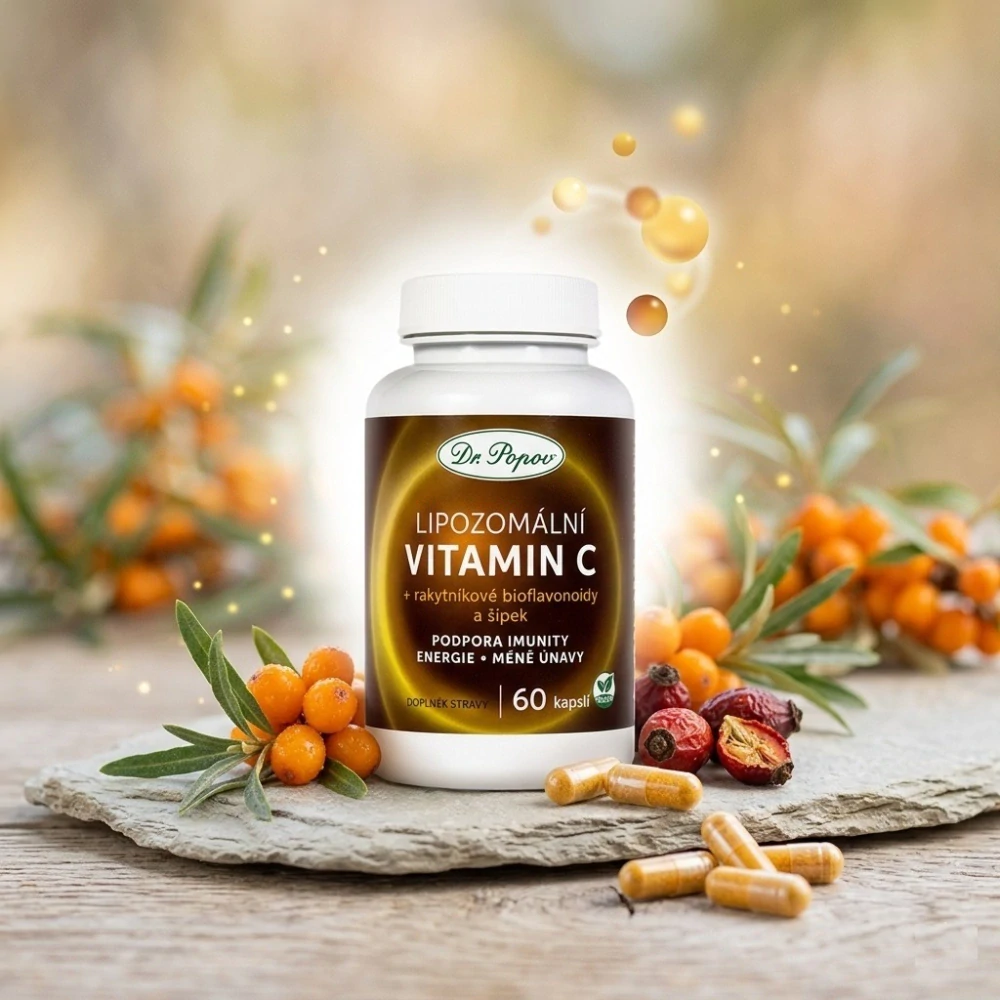 Lipozomální vitamin C s rakytníkem a šípkem, 60 kapslí