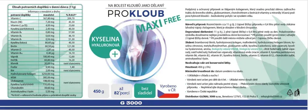ProKloub MAXI FREE – kloubní výživa v prášku 450 g