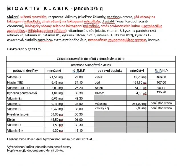 BioAktiv Klasik Family Jahoda, 375 g