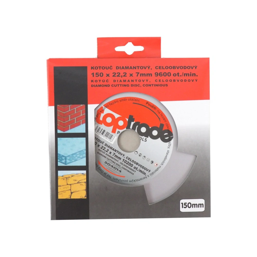 TOPTRADE diamantový kotouč, celoobvodový 150 × 22,2 × 7 mm – Standard