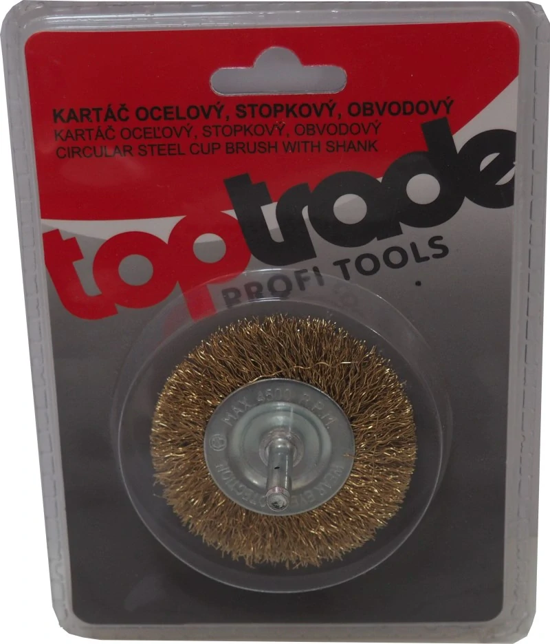 TOPTRADE kartáč ocelový obvodový se stopkou 6 mm, Ø 50 mm