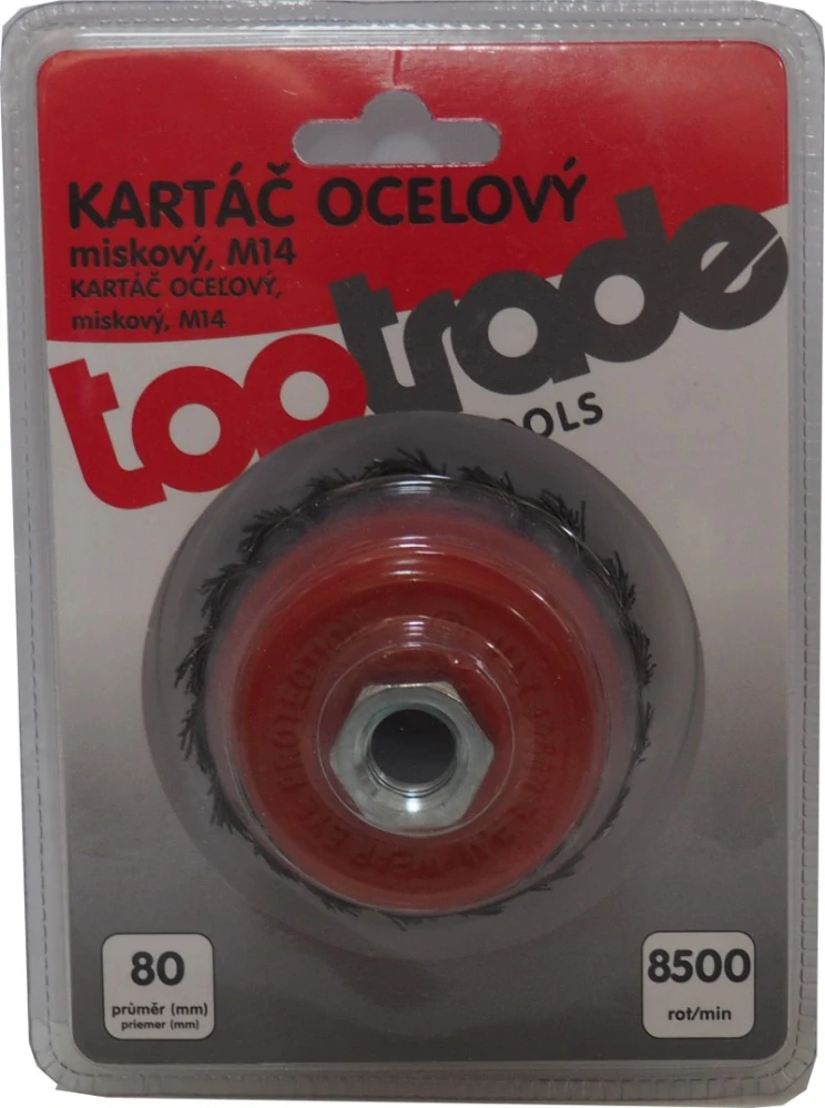 TOPTRADE kartáč ocelový miskový M14, Ø 80 mm
