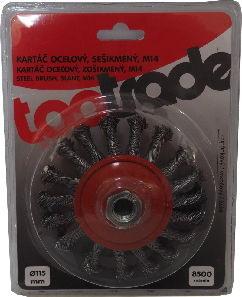 TOPTRADE kartáč ocelový miskový M14, Ø 115 mm