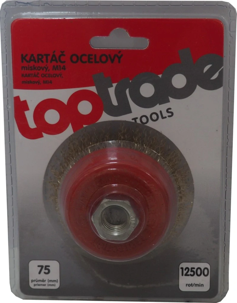 TOPTRADE hrnkový ocelový kartáč M14, Ø 100 mm