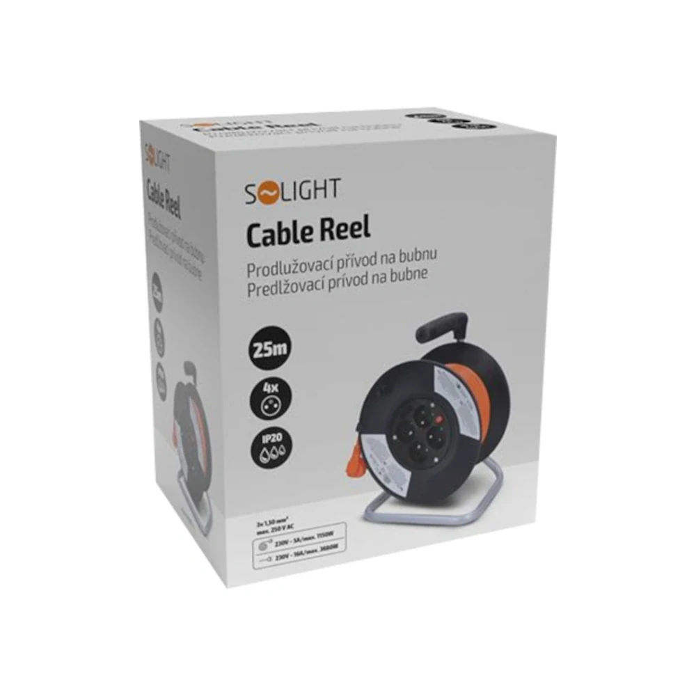 Prodlužovací kabel na bubnu 25 m, 4 zásuvky, 230 V/16 A, oranžový