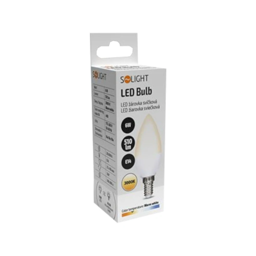 LED žárovka E14 svíčka 6 W, 3000 K, 510 lm