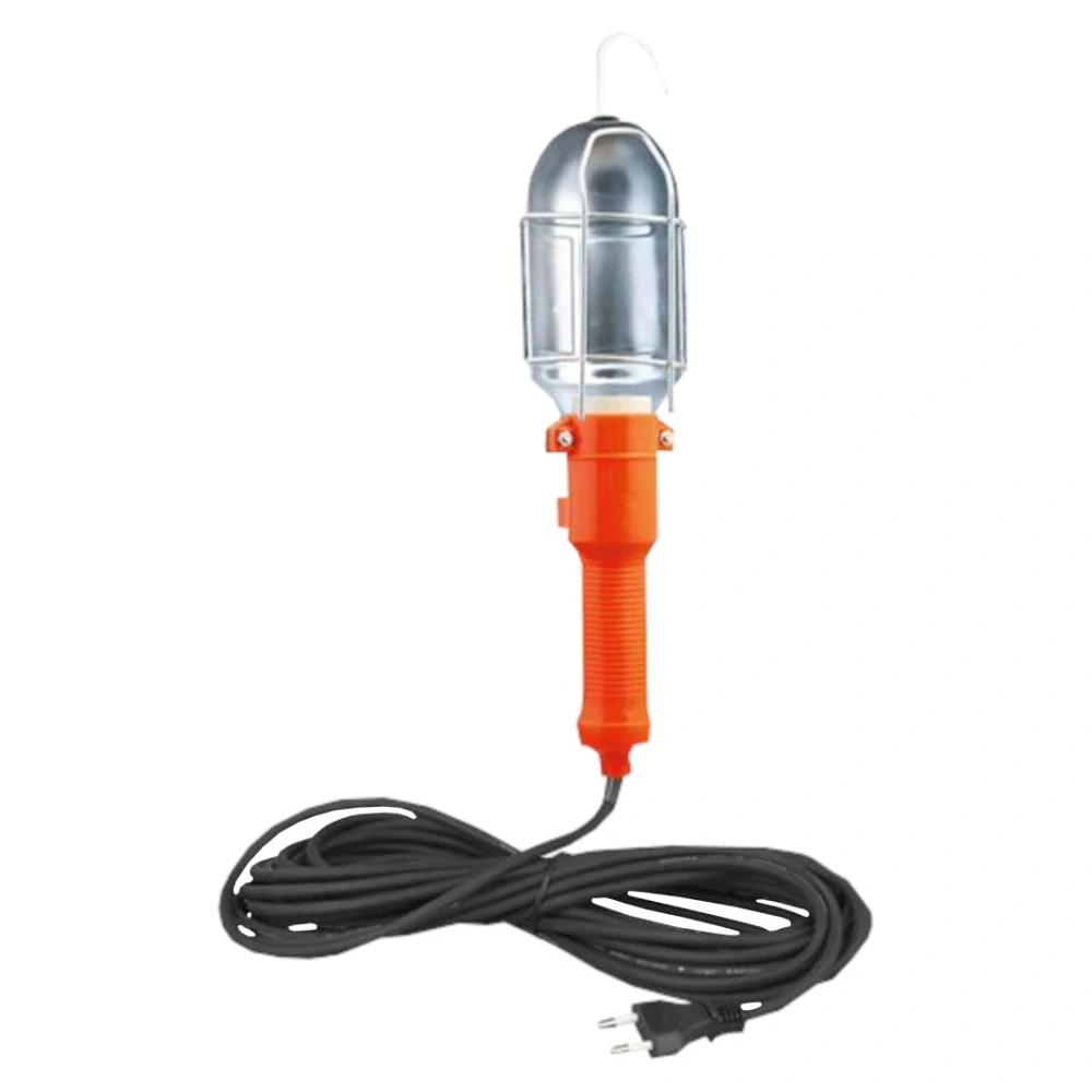 Montážní lampa E27, 230 V, kabel 5 m, oranžová, kovová mřížka