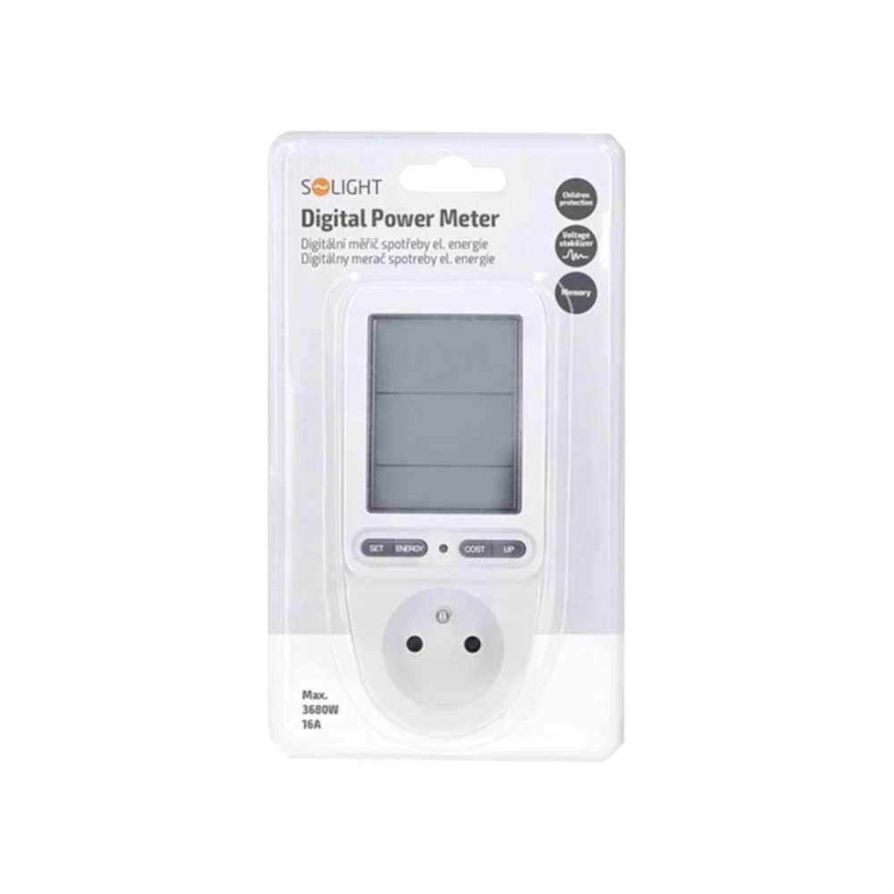 Měřič spotřeby elektrické energie, digitální 230 V / 16 A (5–3680 W)