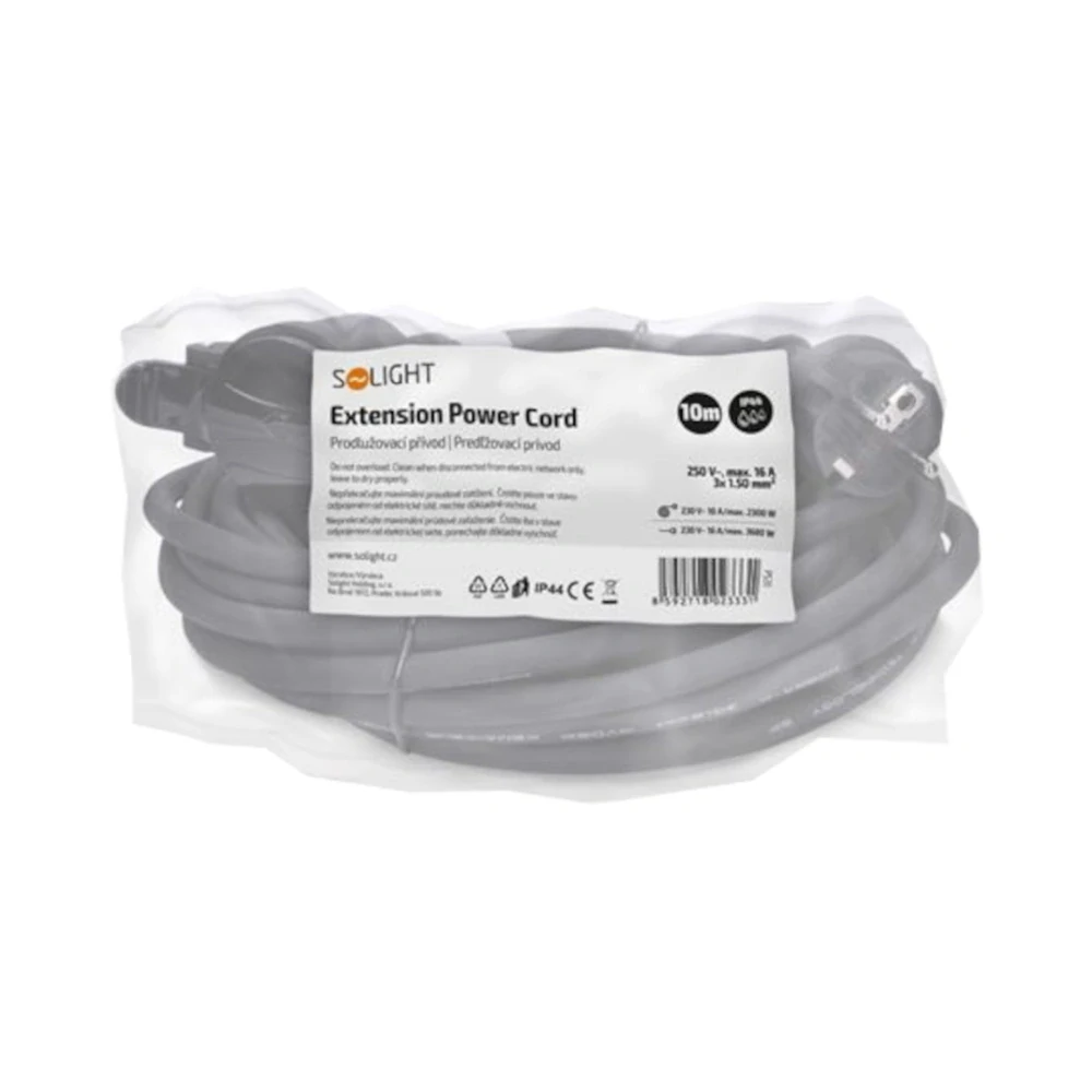 Prodlužovací kabel se spojkou 10 m, gumový, IP44, 3×1,5 mm², černý