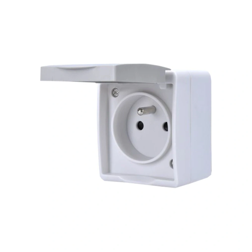 Zásuvka do vlhka IP54, nástěnná, šedá, 16 A / 250 V