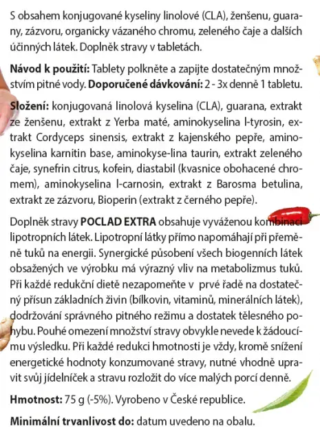 POCLAD – 150 tobolek, doplněk stravy s CLA a guaranou