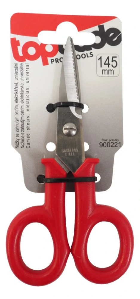 TOPTRADE univerzální nůžky se zahnutým ostřím 145 mm