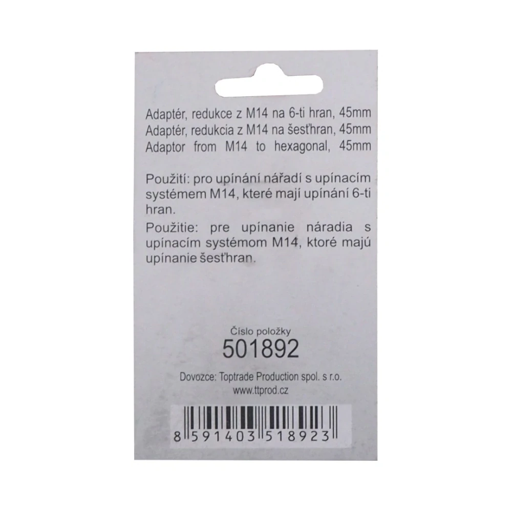 TOPTRADE adaptér M14 na 6-hran, 45 mm