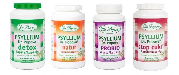 Psyllium Dr. Popova TRÁVENÍ kapsle, 120 ks Dr. Popov