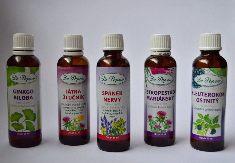 Ginkgo biloba, originální bylinné kapky, 50 ml Dr. Popov