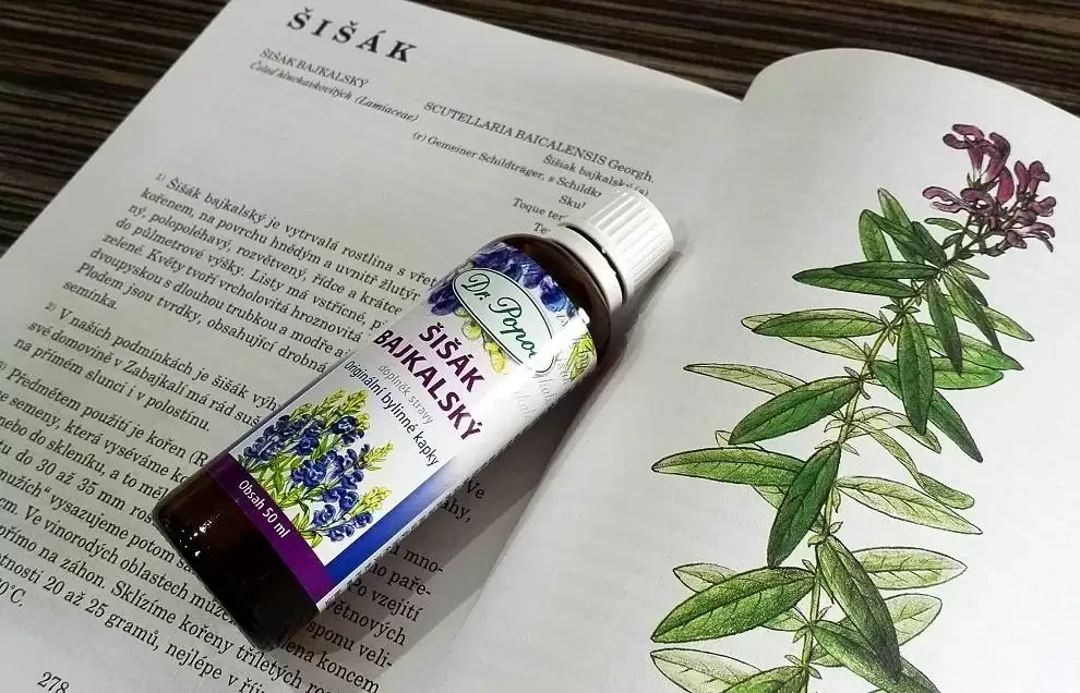 Šišák bajkalský, originální bylinné kapky, 50 ml Dr. Popov
