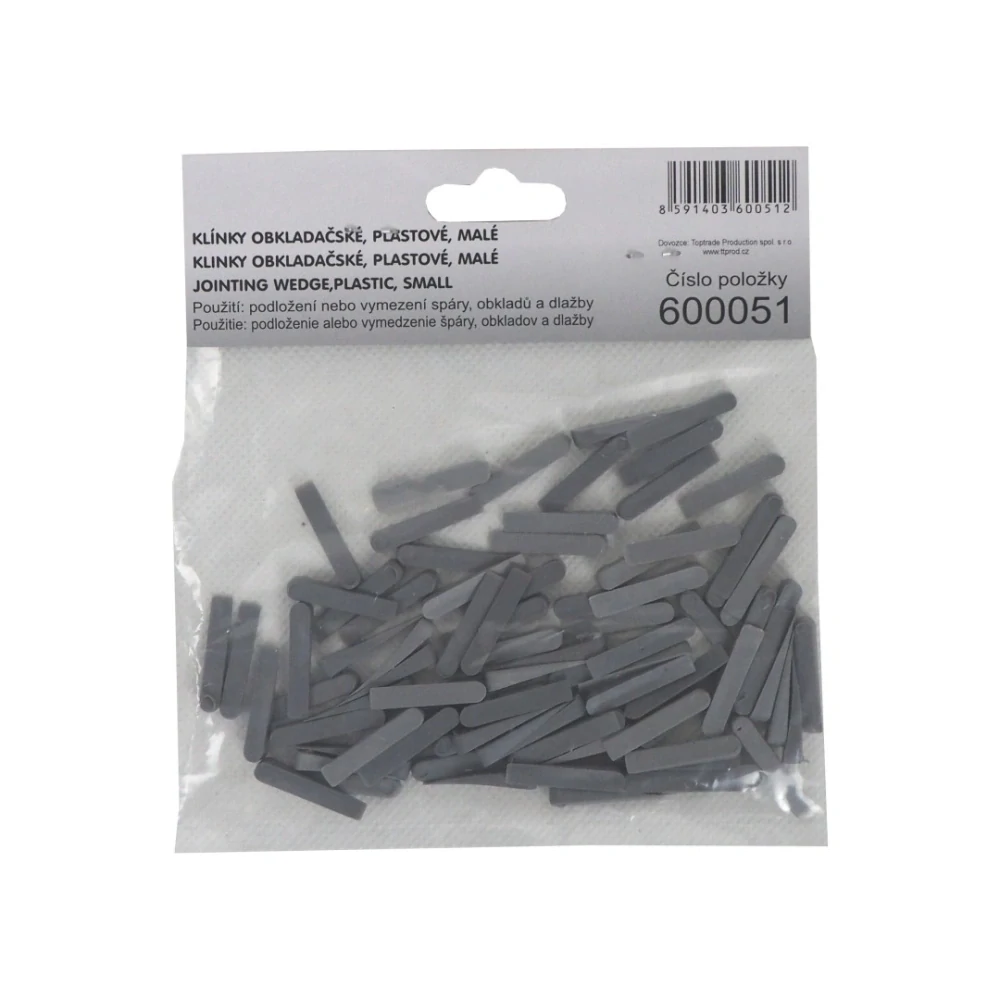 TOPTRADE klínky spárovací plastové malé 100 ks (0–4 mm)