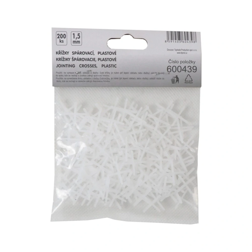 TOPTRADE spárovací křížky 1,5 mm (200 ks)