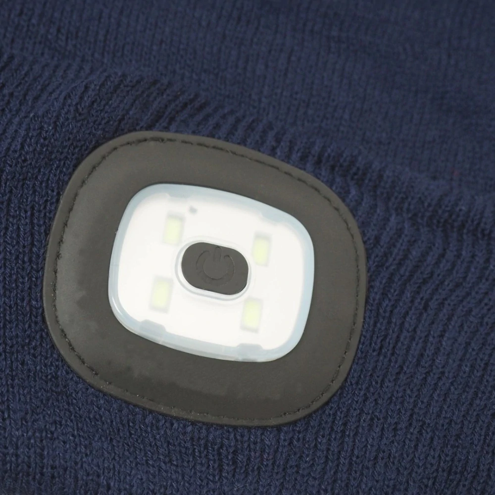 LED čepice s čelovkou, USB nabíjení, velikost L - modrá