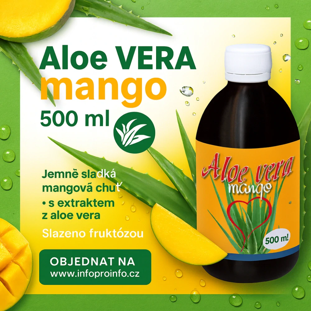 Aloe VERA mango 500 ml – doplněk stravy s extraktem z aloe, jemně slazený fruktózou