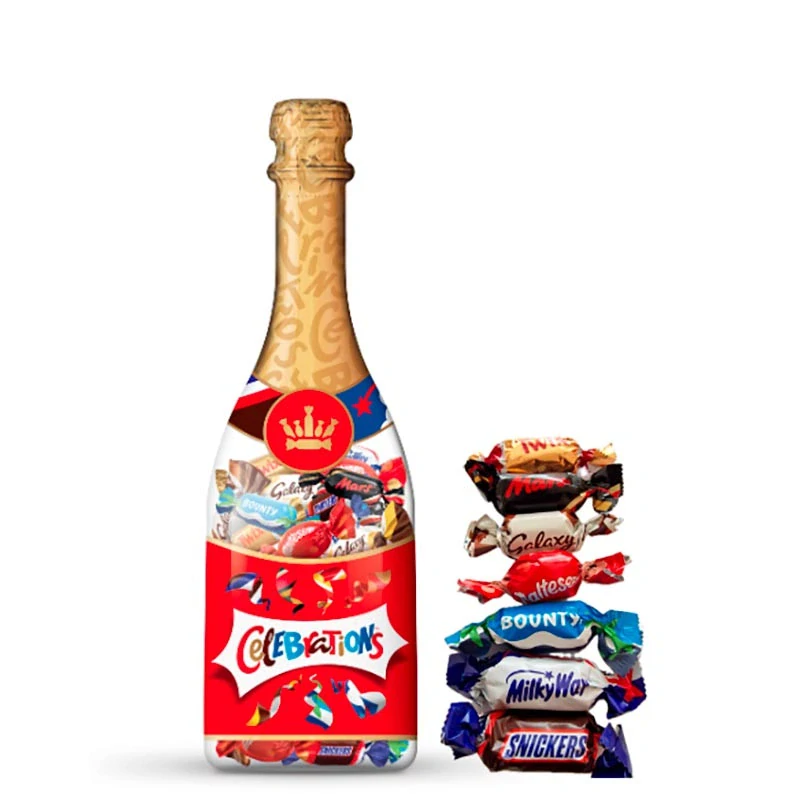 Dárková láhev MINIS – Snickers, Mars, Twix, Bounty, Milky Way 296 g