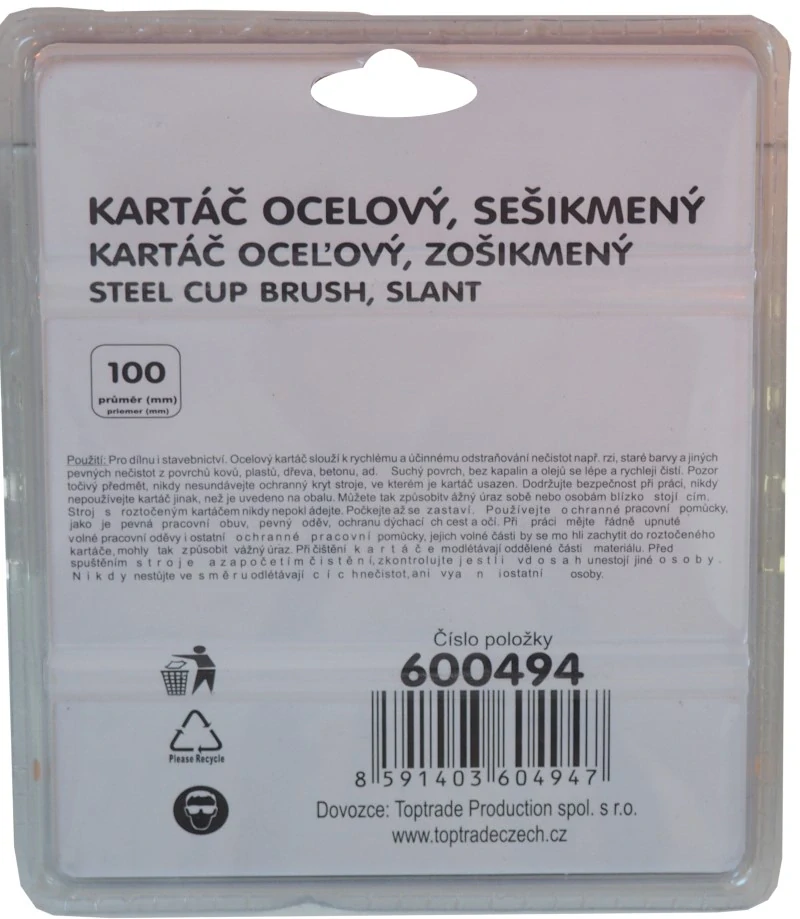 TOPTRADE miskový ocelový kartáč M14 ⌀ 100 mm