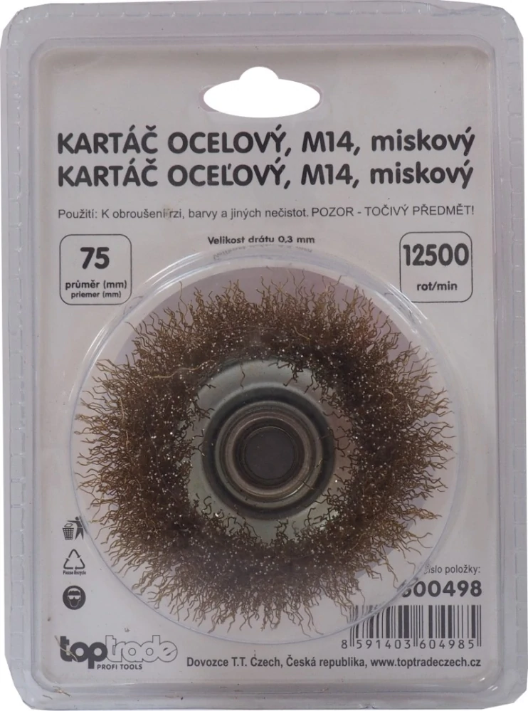 TOPTRADE hrnkový ocelový kartáč M14, Ø 100 mm