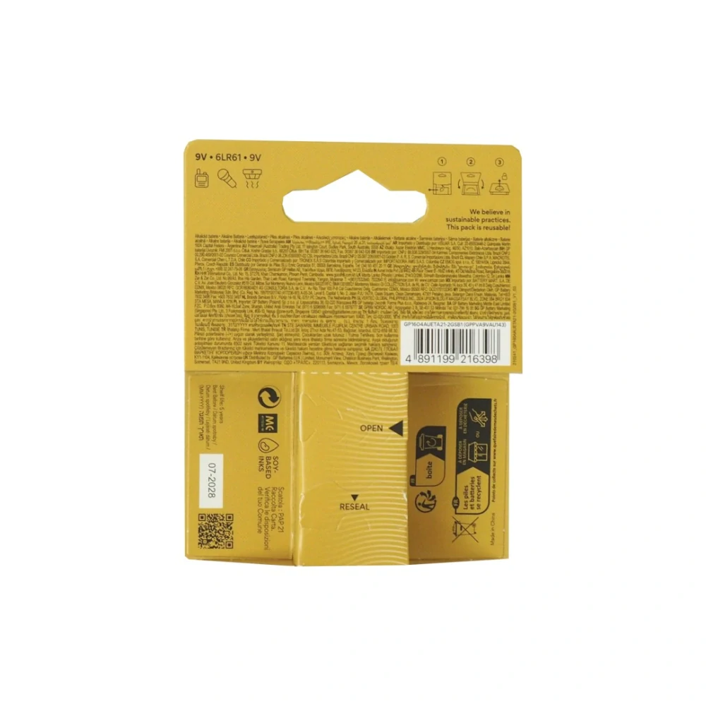 GP Ultra Alkaline 9V baterie 6LF22 (1604), blistr 1 ks